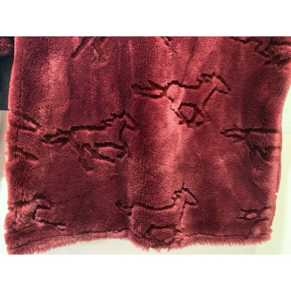 Black Mountain Outdoor Gear Other - RARE Shaved Silhouette Running Horses Black Mountain Outdoor Deep Pile Coat  Lg